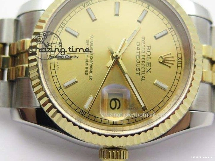 0415 MultiPurpose DateJust 116234 BP Best Edition SS YG Gold Dial On SS Bracelet A2824 V 3942